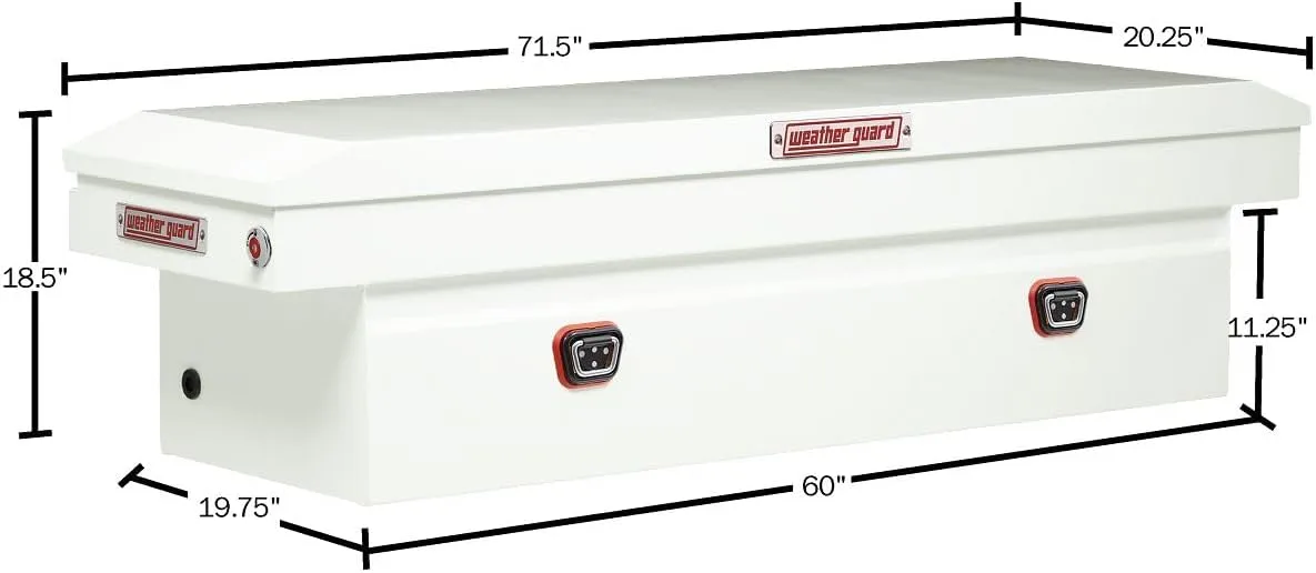 Weather Guard Model 126-3-04 Saddle Box, Steel, For Full Size Trucks, Standard Profile, White, 11.0 cu ft capacity