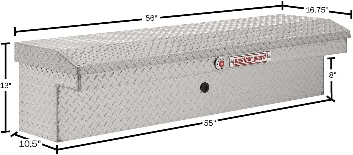 Weather Guard Model 178-0-04 56in Low Profile Lo-Side Box, Aluminum, Clear, 4.0 cu ft