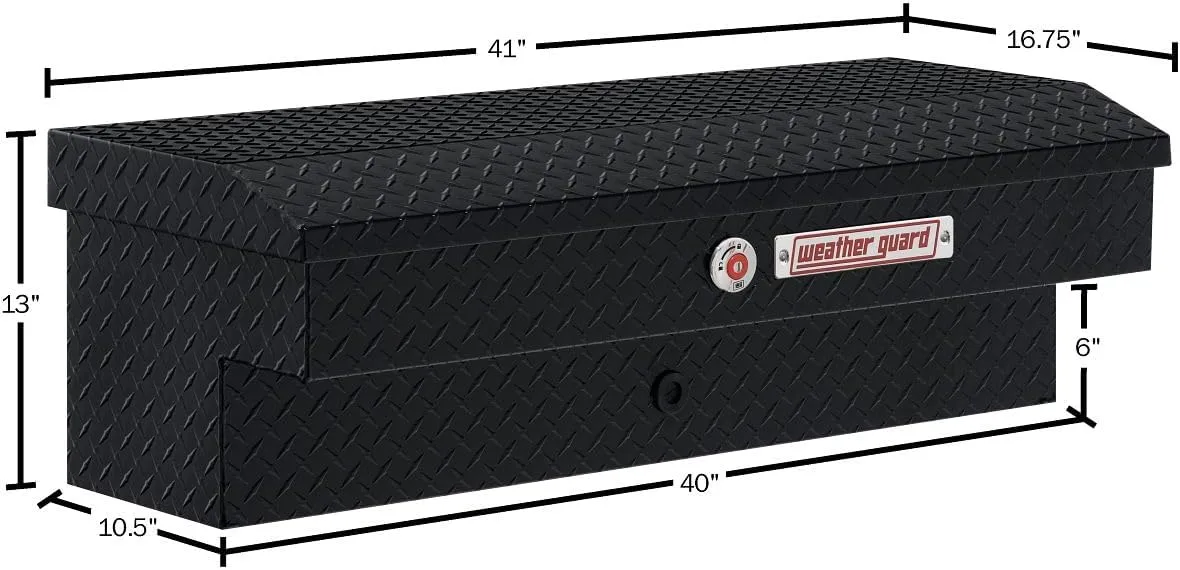 Weather Guard Model 184-5-04 41in Lo-Side Truck Box, Aluminum, Gloss Black, 3.0 cu ft capacity