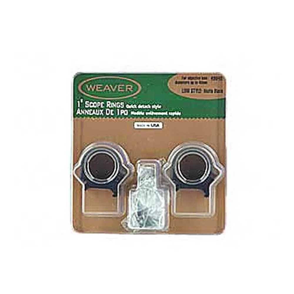 WEAVER Detachable 1-Inch Low Top Mount Rings Matte Black
