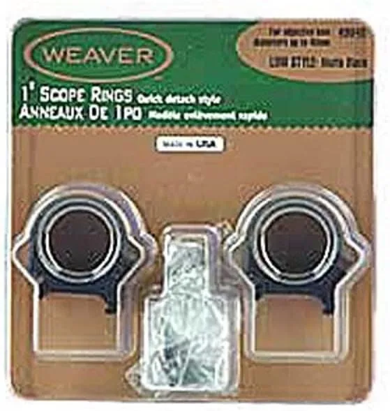 WEAVER Detachable 1-Inch Low Top Mount Rings Matte Black