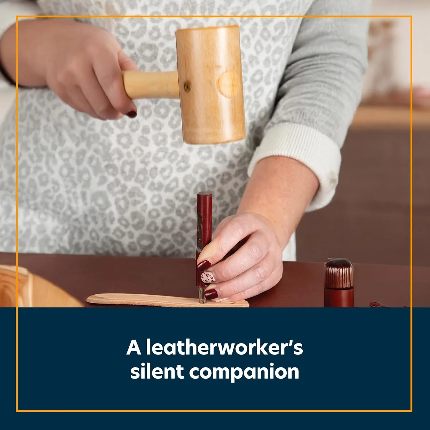 Weaver Leather Supply Rawhide Mallet, Silent Robust Water Buffalo Leather Hammer, Leathercraft Tool for Tooling