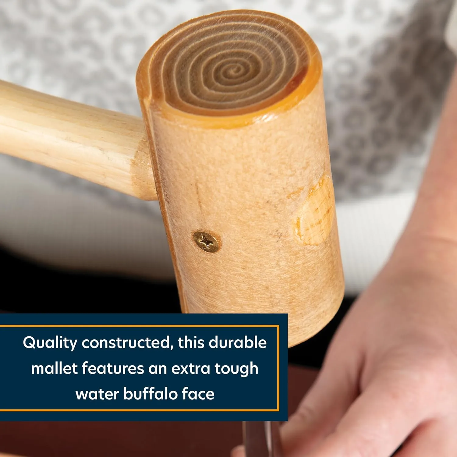 Weaver Leather Supply Rawhide Mallet, Silent Robust Water Buffalo Leather Hammer, Leathercraft Tool for Tooling