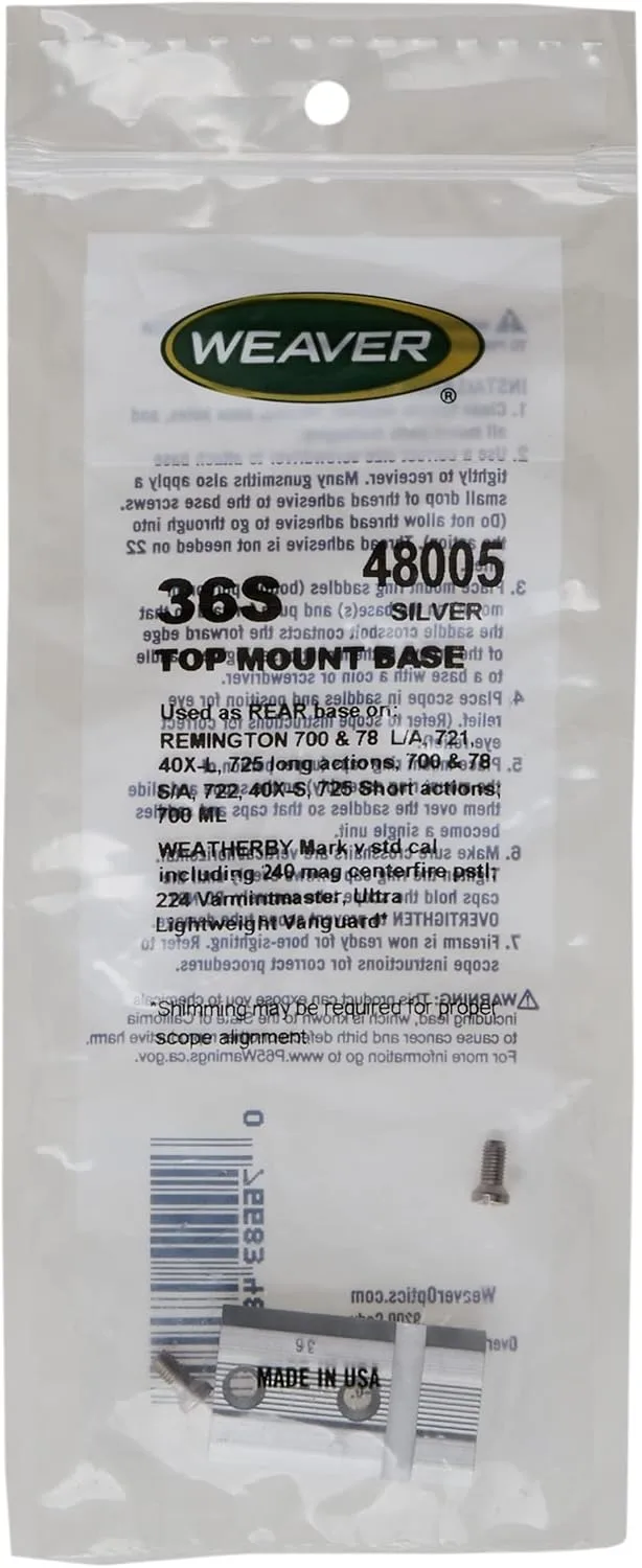 WEAVER Top Mount Base for Remington 700 - 36S, Silver