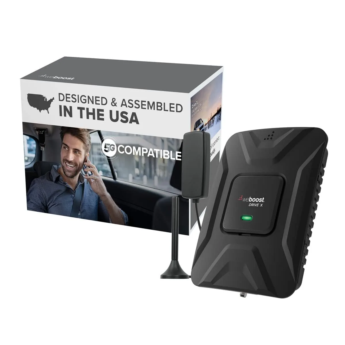 weBoost Drive X Vehicle Cell Phone Signal Booster – 5G & 4G LTE, Magnetic Roof Antenna (Model 475021)
