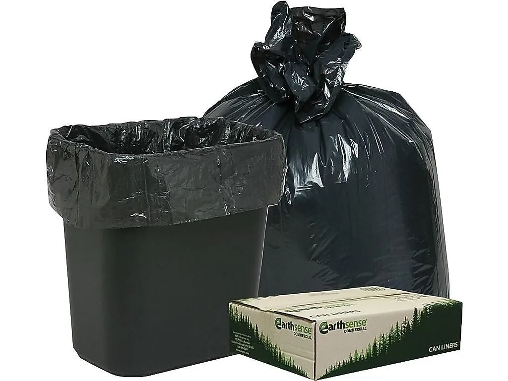 Webster EarthSense RNW2410 Can Liners 24 x 23 in, 10 Gal, 0.85 mil, Black, 500 Bags