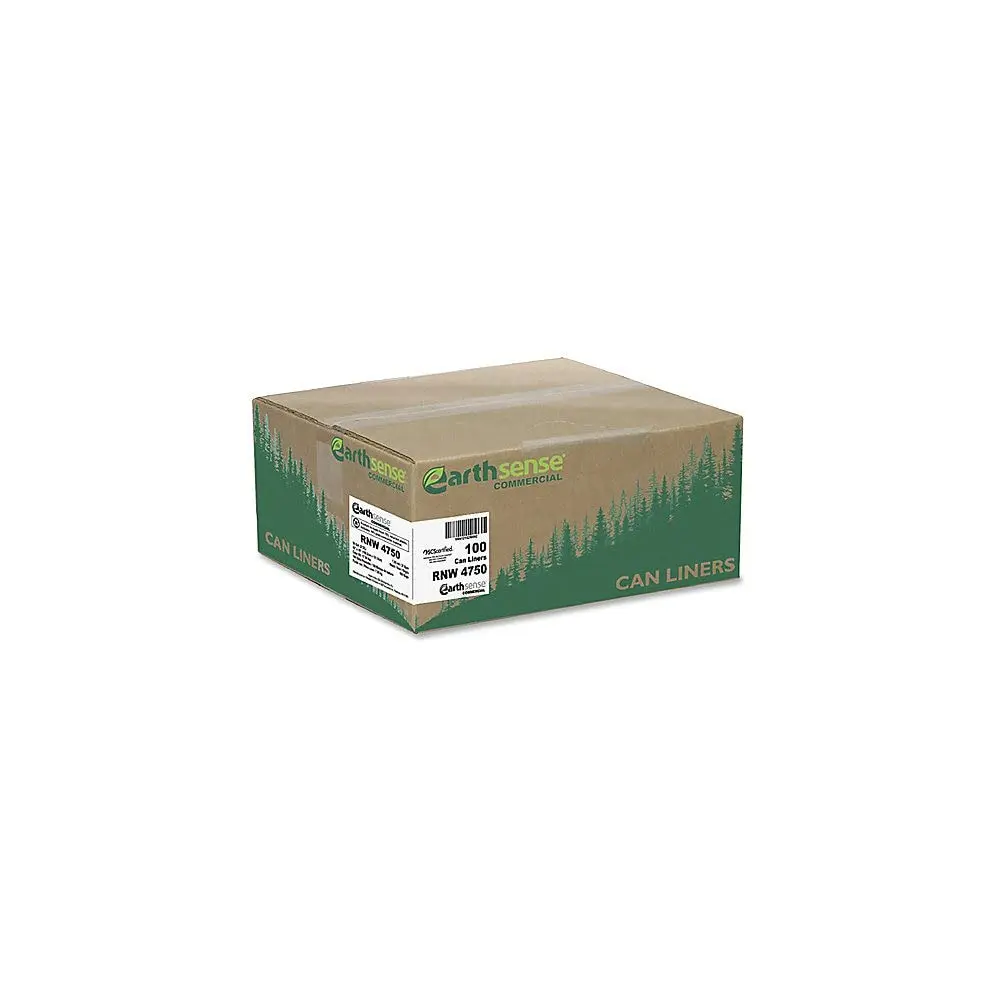 Webster ReClaim Heavy-Duty Recycled Can Liners, 56 Gallon, 43in x 48in, 100 Count