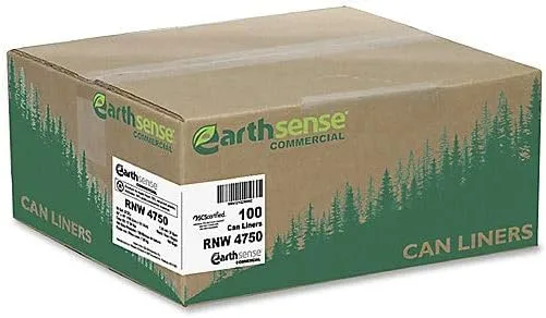 Webster ReClaim Heavy-Duty Recycled Can Liners, 56 Gallon, 43in x 48in, 100 Count