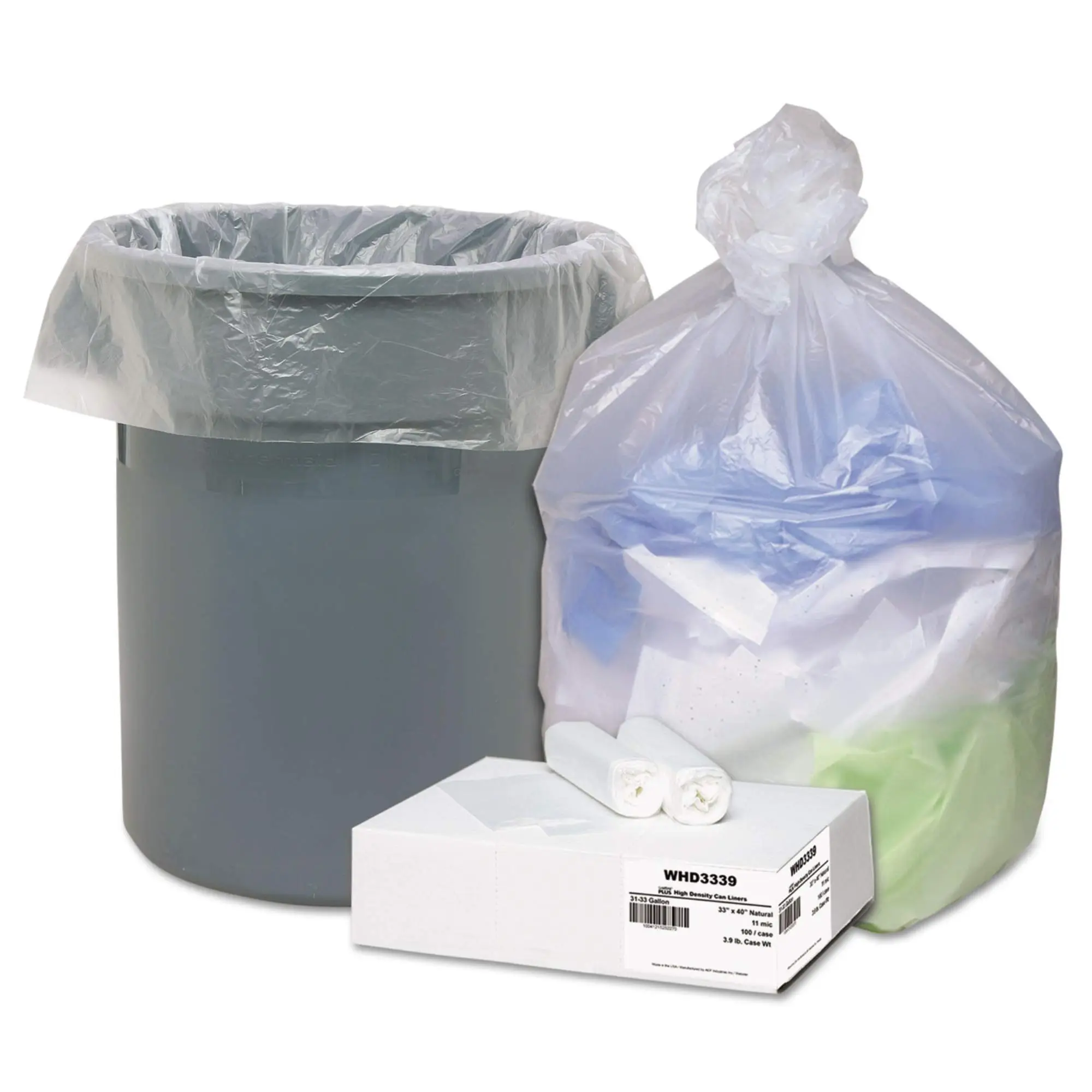 Webster Ultra Plus High-Density Trash Can Liners, 31-33 Gallons, 11 Mic Thick, 33in x 40in, Box Of 100