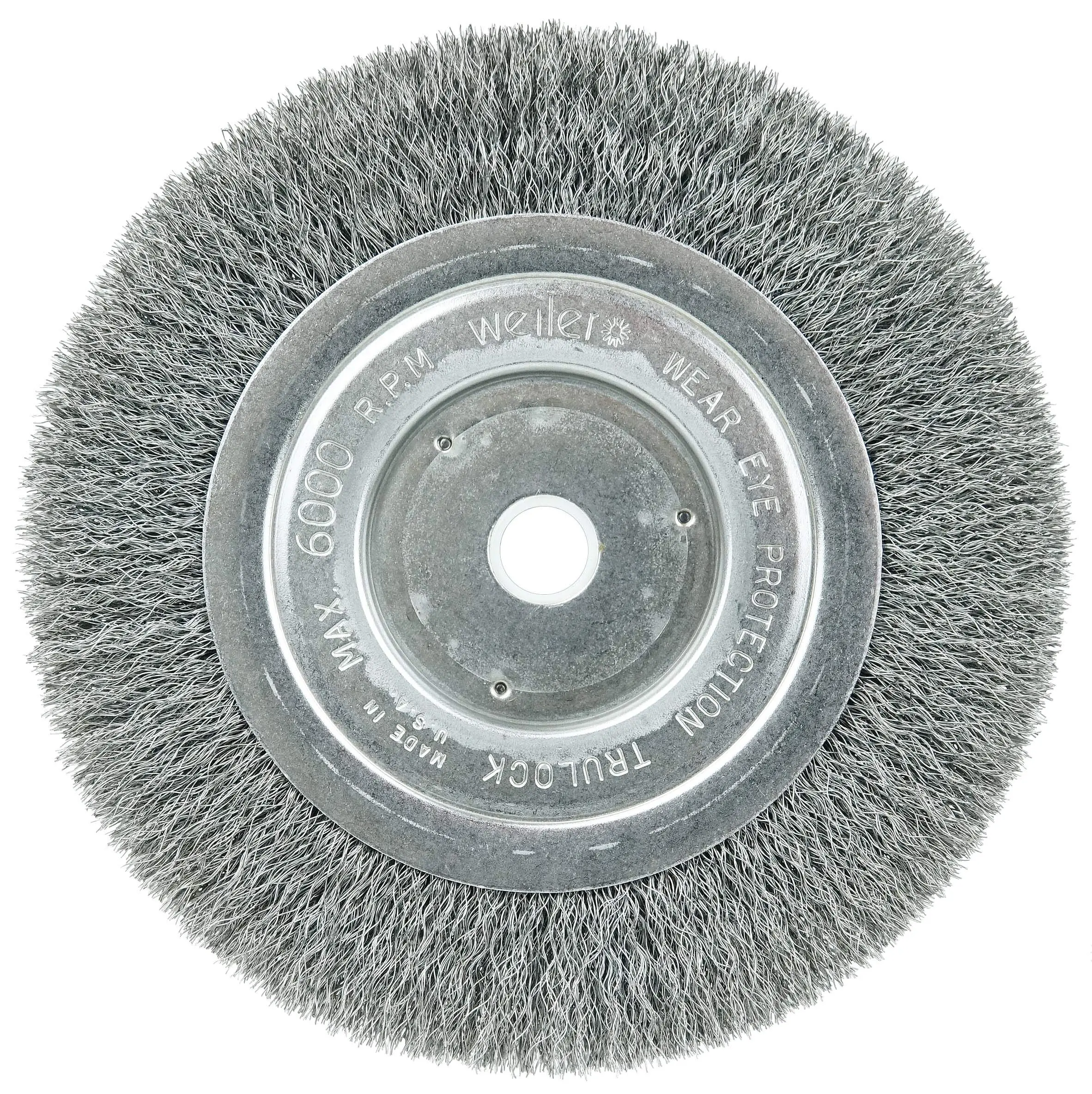 Weiler 01085 6" Narrow Face Crimped Wire Wheel, Short Trim.006 Steel Fill, 5/8"-1/2" Arbor Hole