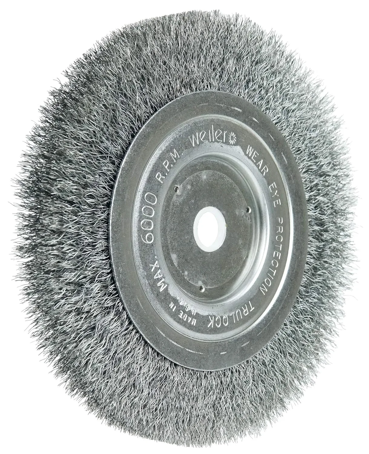 Weiler 01085 6" Narrow Face Crimped Wire Wheel, Short Trim.006 Steel Fill, 5/8"-1/2" Arbor Hole