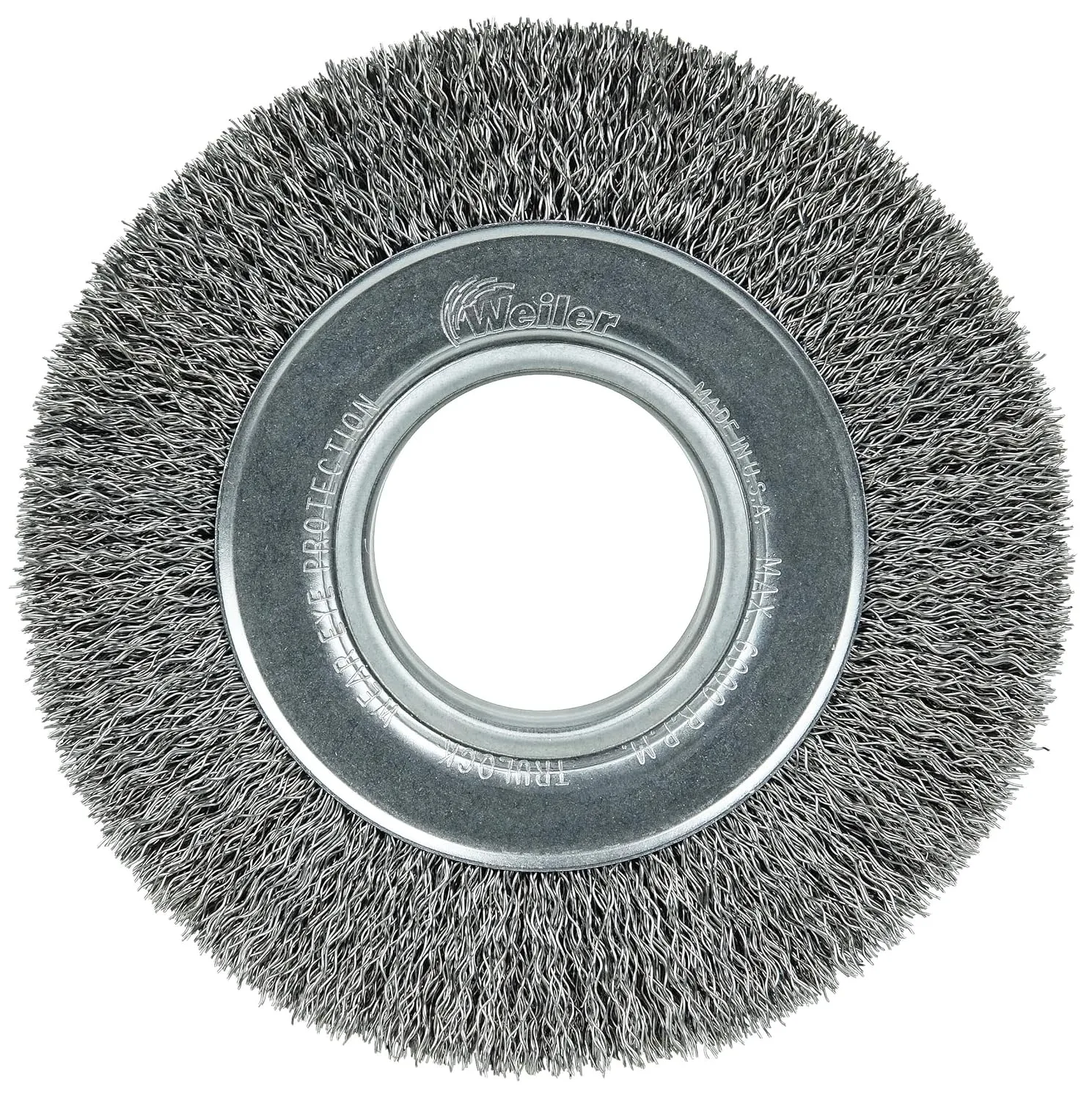 Weiler 03070 6in Wide Face Crimped Wire Wheel, .014in Steel Fill, 2in Arbor