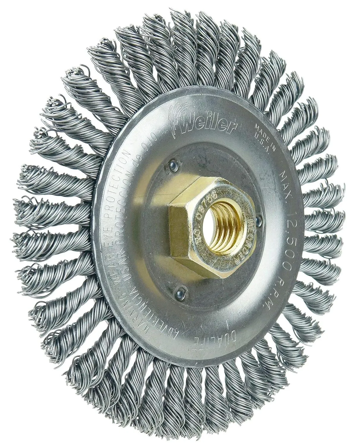 Weiler 08756 Roughneck Jr. 5" Root Pass Weld Cleaning Brush, .020" Steel Wire Fill, 5/8"-11 Unc Nut