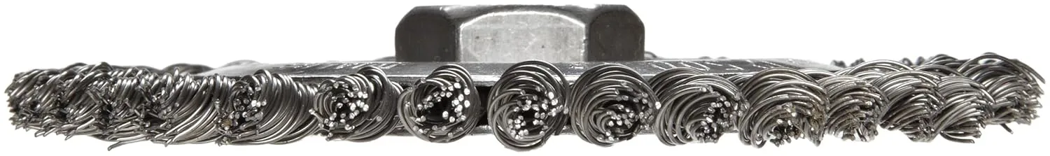 Weiler 08756 Roughneck Jr. 5" Root Pass Weld Cleaning Brush, .020" Steel Wire Fill, 5/8"-11 Unc Nut