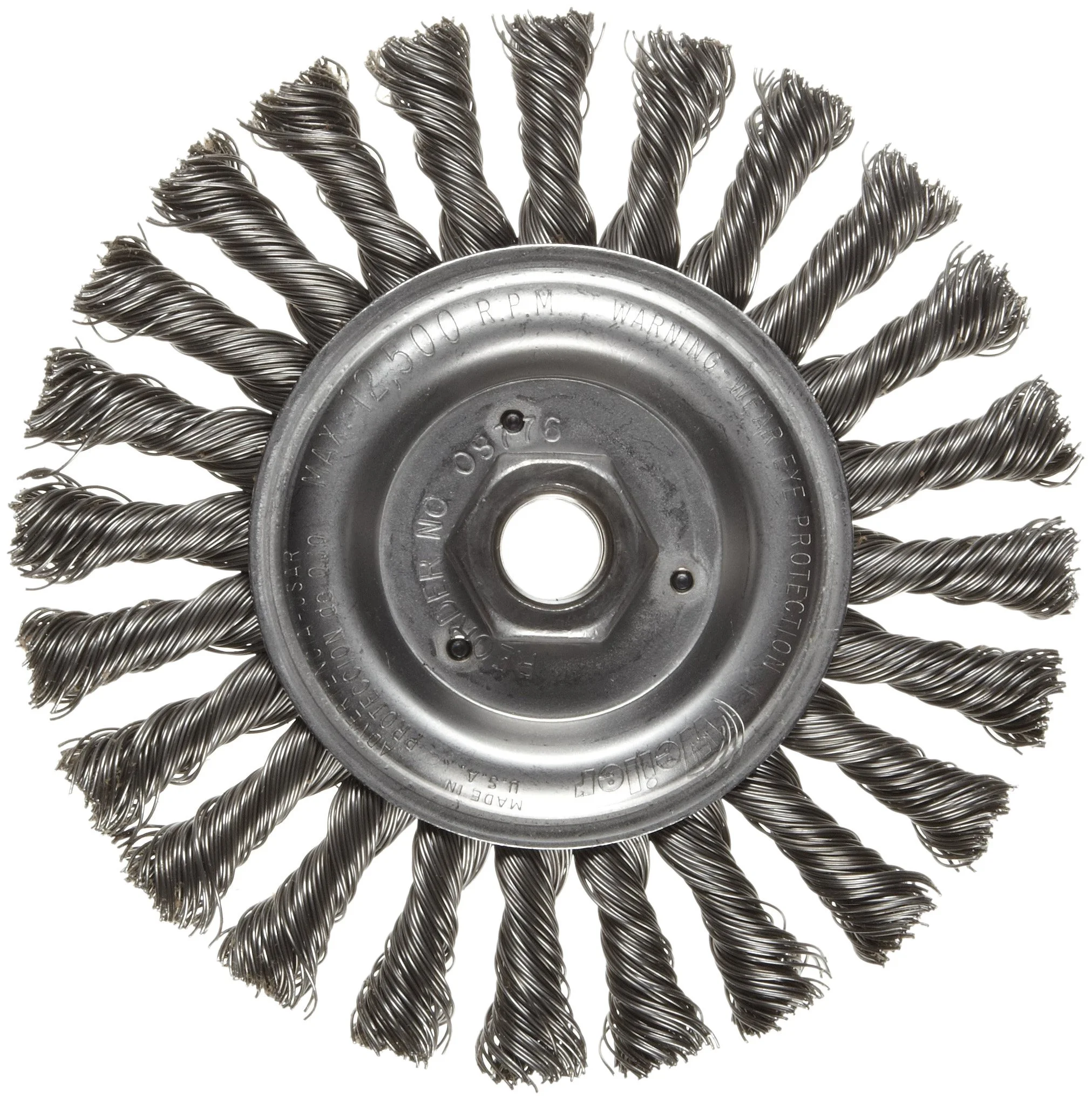 Weiler 08776 Roughneck Jr. 6 in Filler Pass Weld Cleaning Brush, .023 in Steel Wire Fill, 5/8-11 UNC Nut