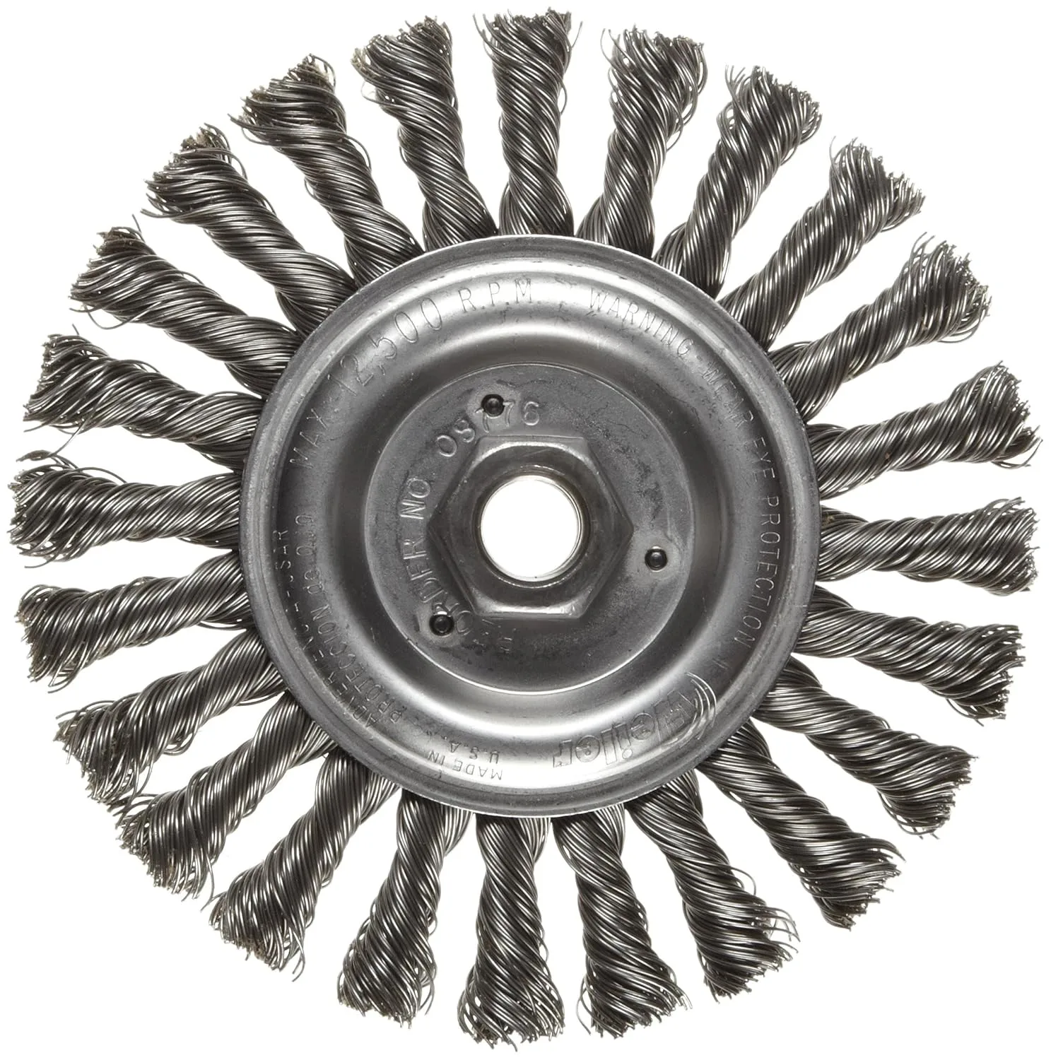 Weiler 08776 Roughneck Jr. 6 in Filler Pass Weld Cleaning Brush, .023 in Steel Wire Fill, 5/8-11 UNC Nut