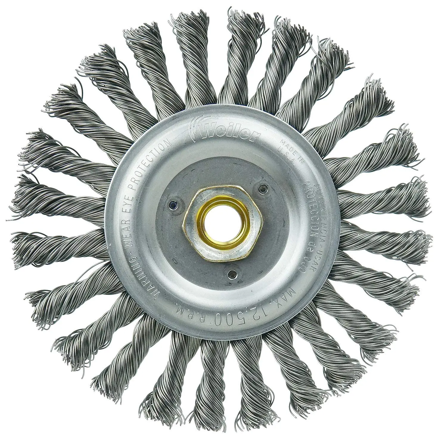 Weiler 08776 Roughneck Jr. 6 in Filler Pass Weld Cleaning Brush, .023 in Steel Wire Fill, 5/8-11 UNC Nut