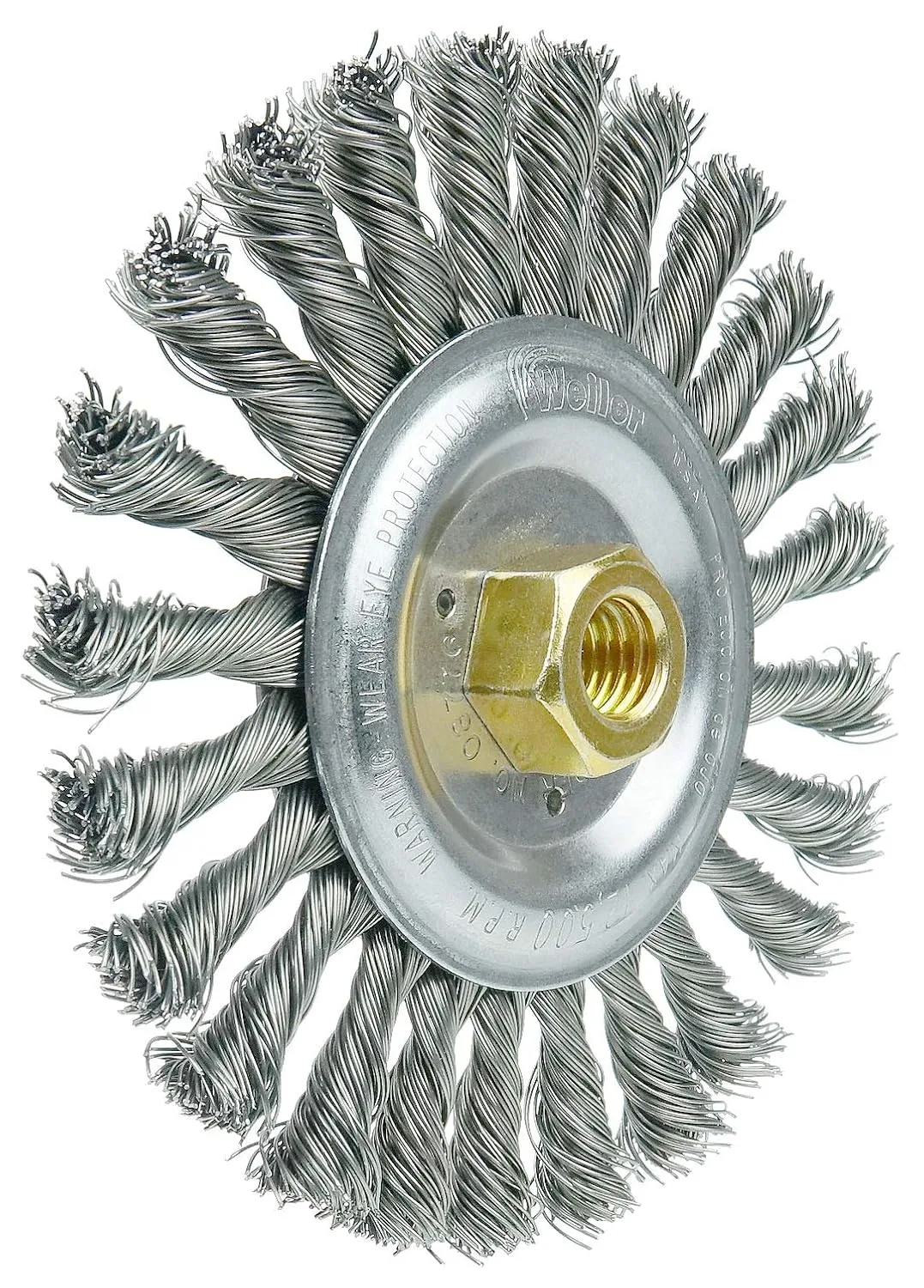 Weiler 08776 Roughneck Jr. 6 in Filler Pass Weld Cleaning Brush, .023 in Steel Wire Fill, 5/8-11 UNC Nut