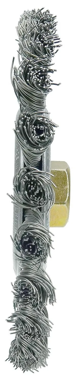 Weiler 08776 Roughneck Jr. 6 in Filler Pass Weld Cleaning Brush, .023 in Steel Wire Fill, 5/8-11 UNC Nut