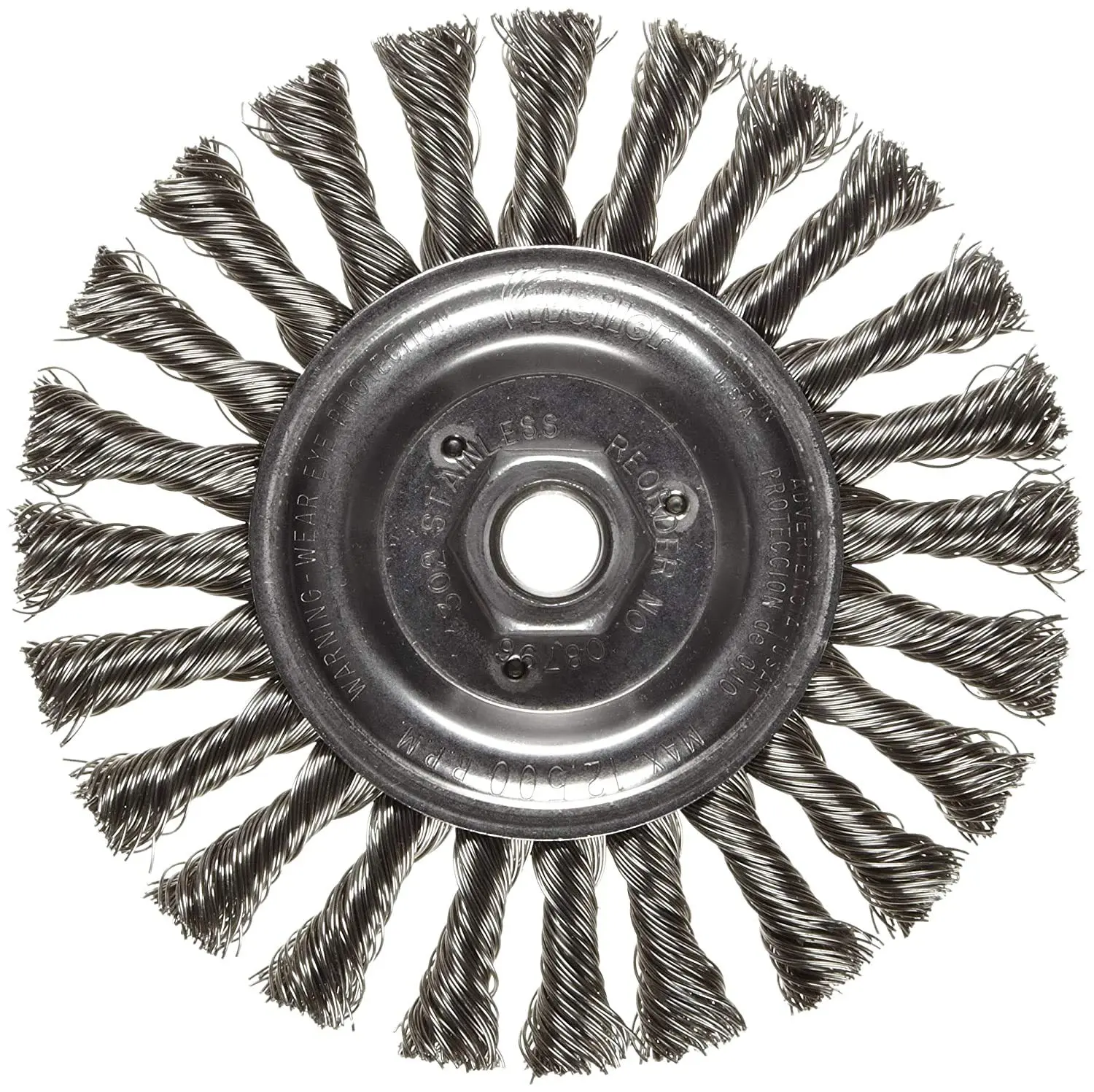 Weiler 08806 Roughneck Jr. 5" Root Pass Weld Cleaning Brush, .020 Stainless Steel Wire, 5/8"-11 Unc Nut