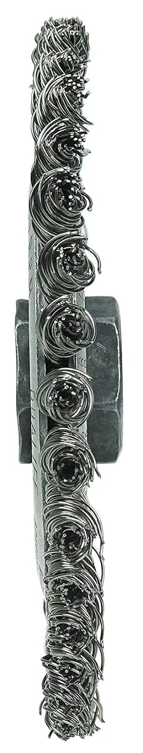 Weiler 08806 Roughneck Jr. 5" Root Pass Weld Cleaning Brush, .020 Stainless Steel Wire, 5/8"-11 Unc Nut