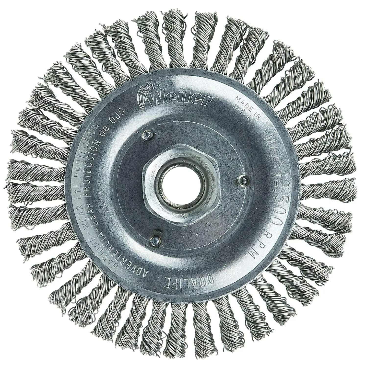 Weiler 08806 Roughneck Jr. 5" Root Pass Weld Cleaning Brush, .020 Stainless Steel Wire, 5/8"-11 Unc Nut