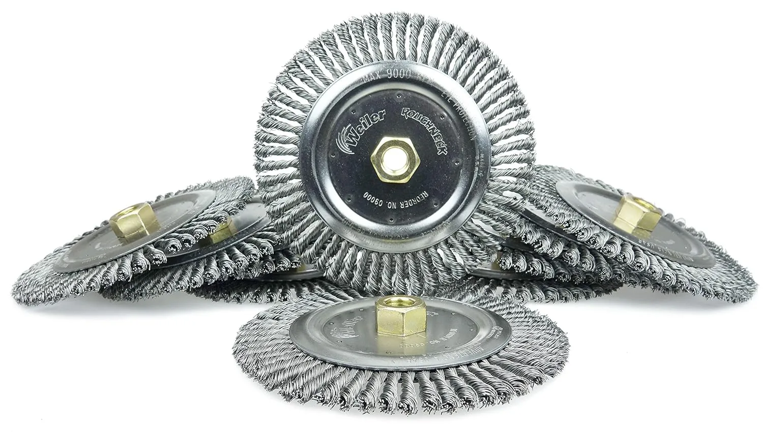 Weiler 09000 Roughneck 7" Root Pass Weld Cleaning Brush, .020" Steel Wire Fill, 5/8"-11 Unc Nut, Made in the USA