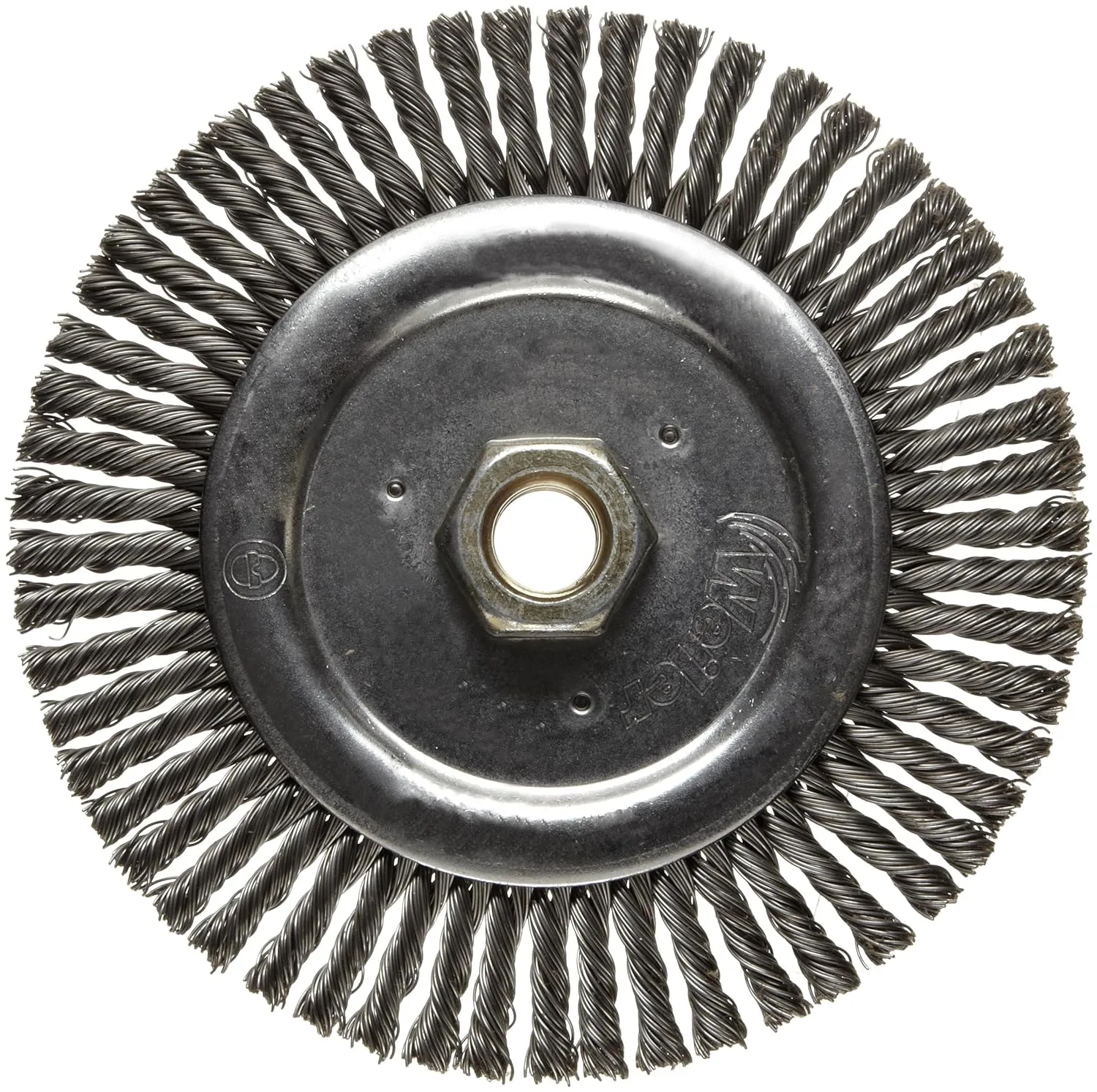 Weiler 09400 Roughneck Jr. 6" Root Pass Weld Cleaning Brush, .020" Steel Wire Fill, 5/8"-11 Unc Nut, Made in the USA