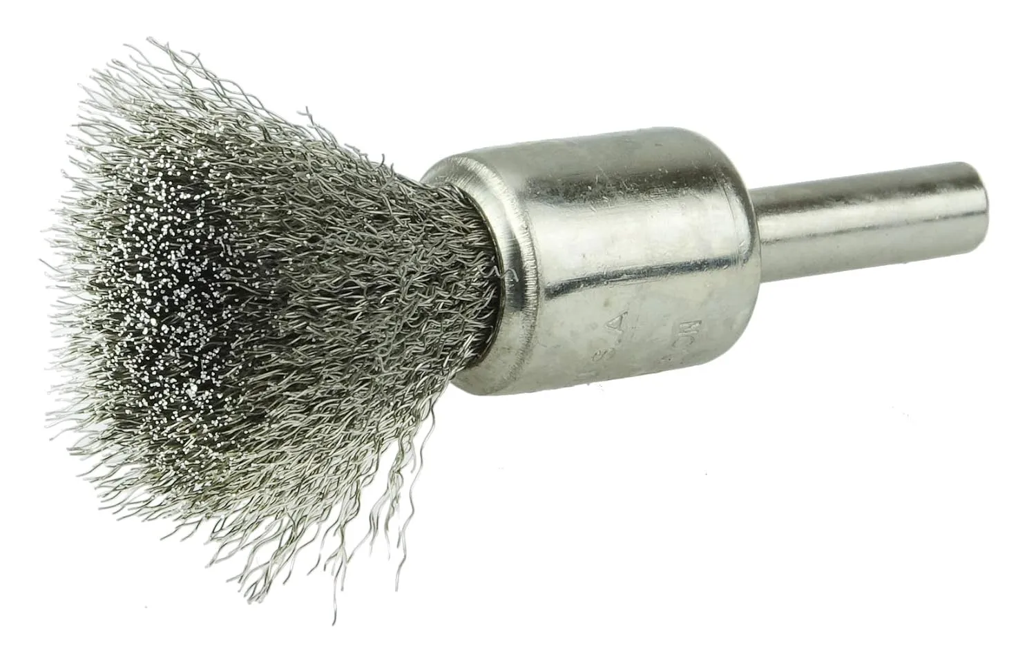 Weiler 10371 Nickel-Plated Cup End Brush 1/2", .0104" Stainless Steel Crimped Wire Fill