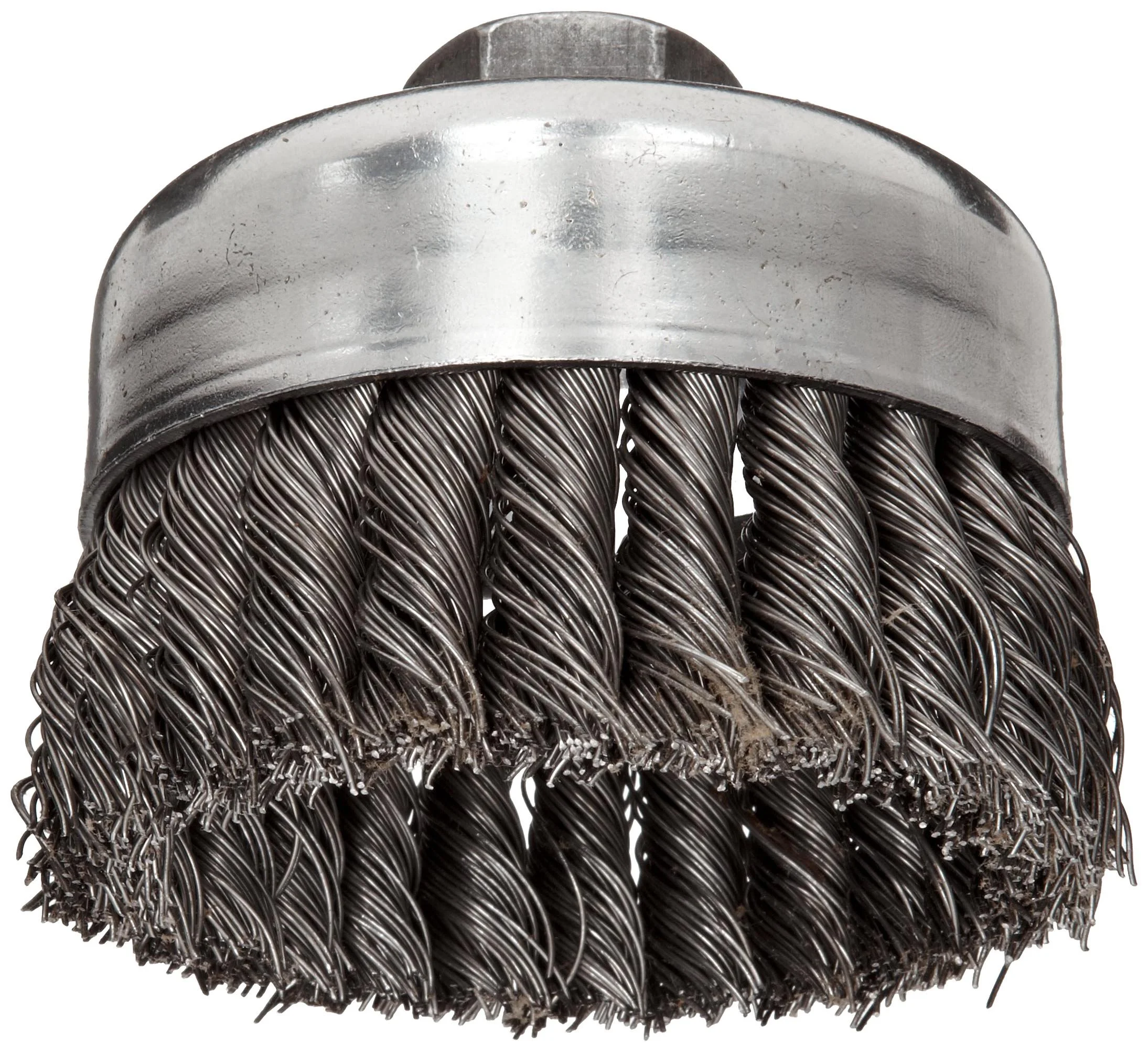 Weiler 12206 4" Single Row Knot Wire Cup Brush, .023" Steel Fill, 5/8"-11 UNC Nut, Made in the USA