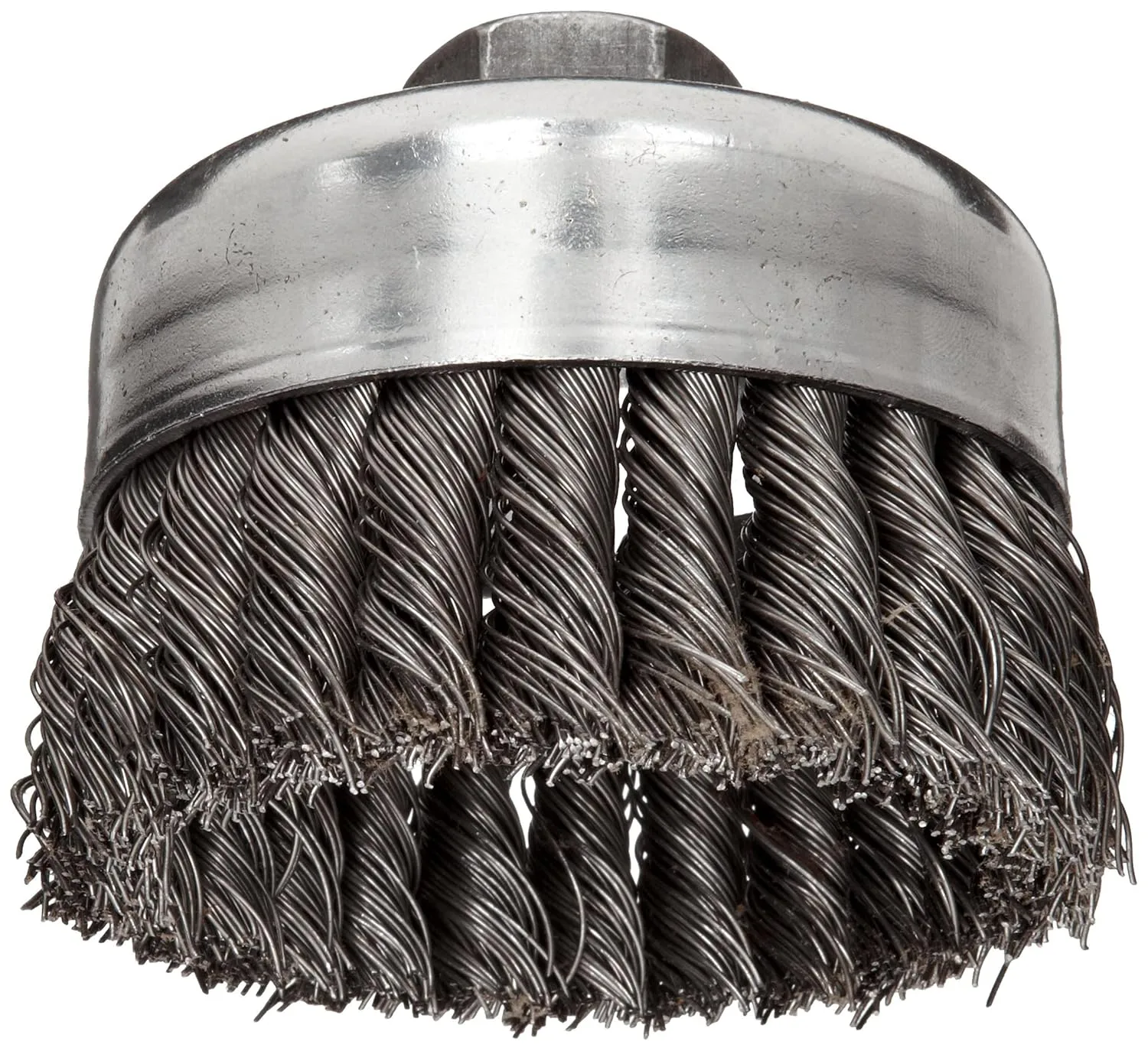 Weiler 12206 4" Single Row Knot Wire Cup Brush, .023" Steel Fill, 5/8"-11 UNC Nut, Made in the USA