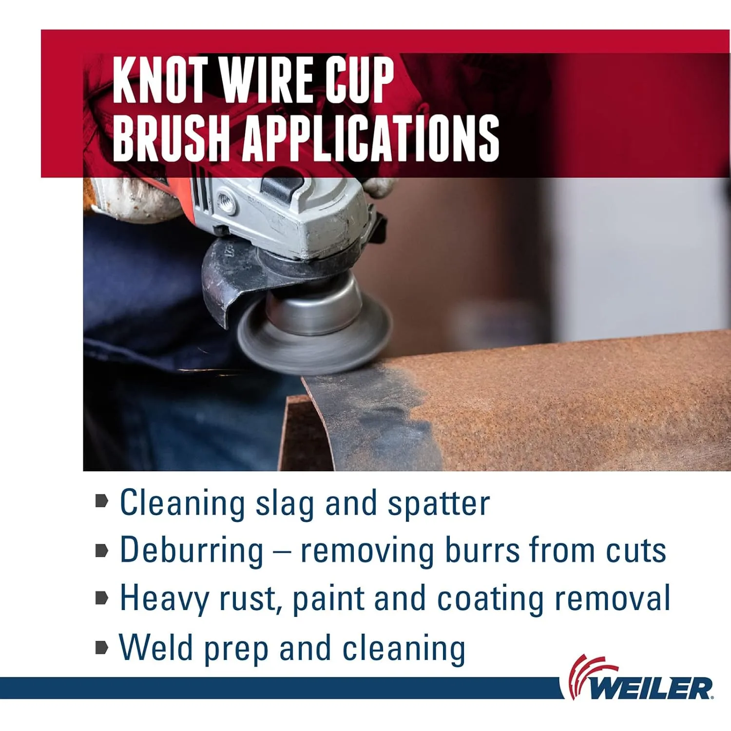 WEILER 2-3/4" Wire Cup Brush, Single-Row Knot, M10 x 1.50
