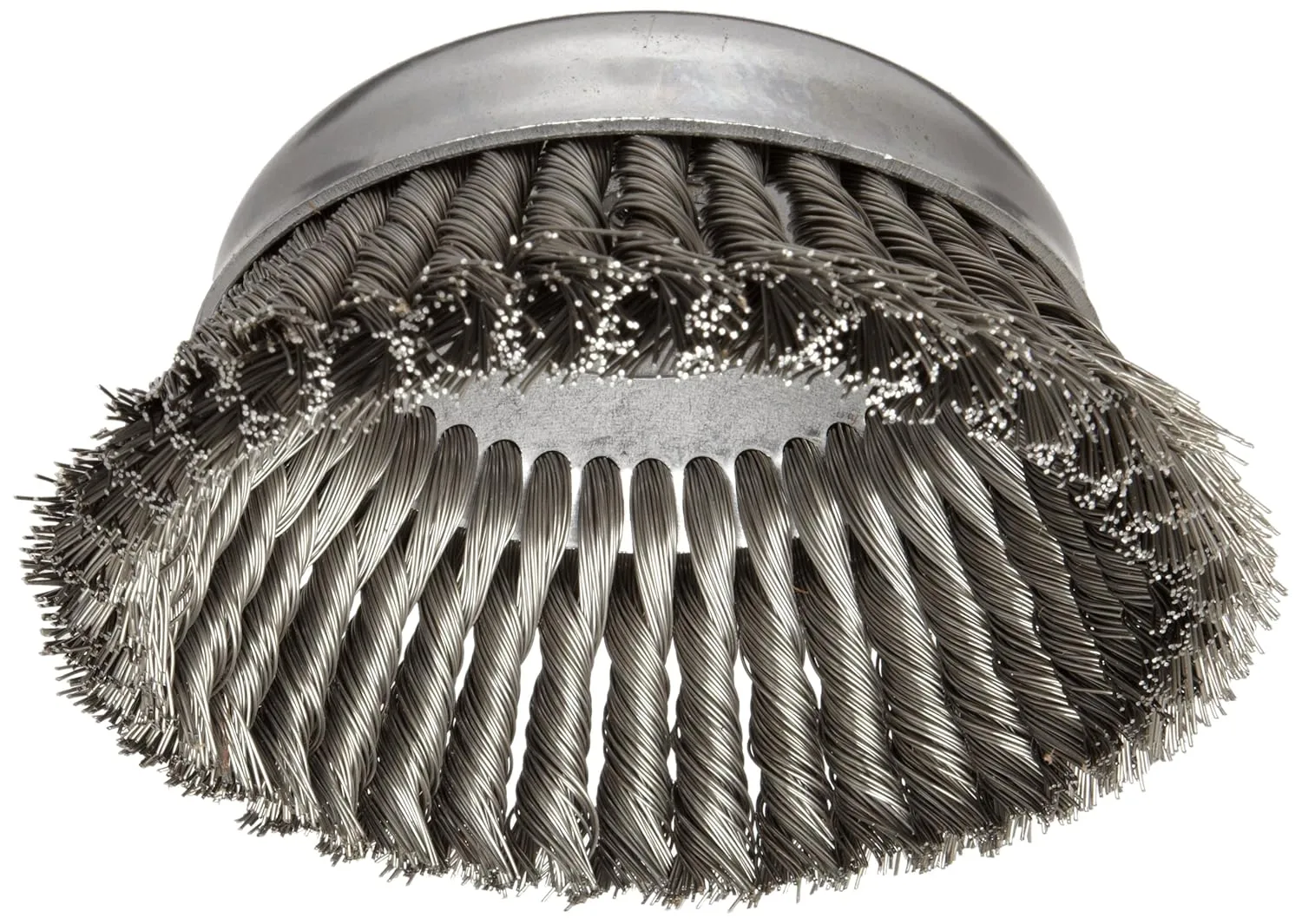 Weiler 12856 5/8"-11 Arbor, 0.023" Wire, 6" Diameter, 1-5/8" Trim, Single Row Knot Wire Cup Brush