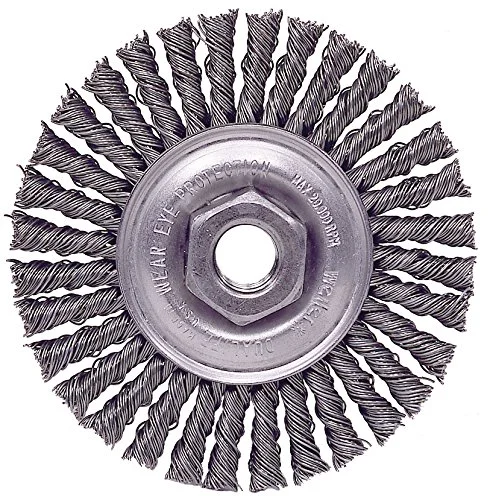 Weiler 13130 Mini Roughneck 4" Stringer Bead Wire Wheel, .020" Steel Fill, 1/2"-13 UNC Nut