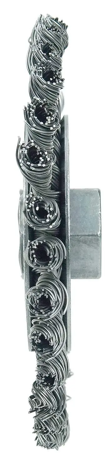 Weiler 13130 Mini Roughneck 4" Stringer Bead Wire Wheel, .020" Steel Fill, 1/2"-13 UNC Nut