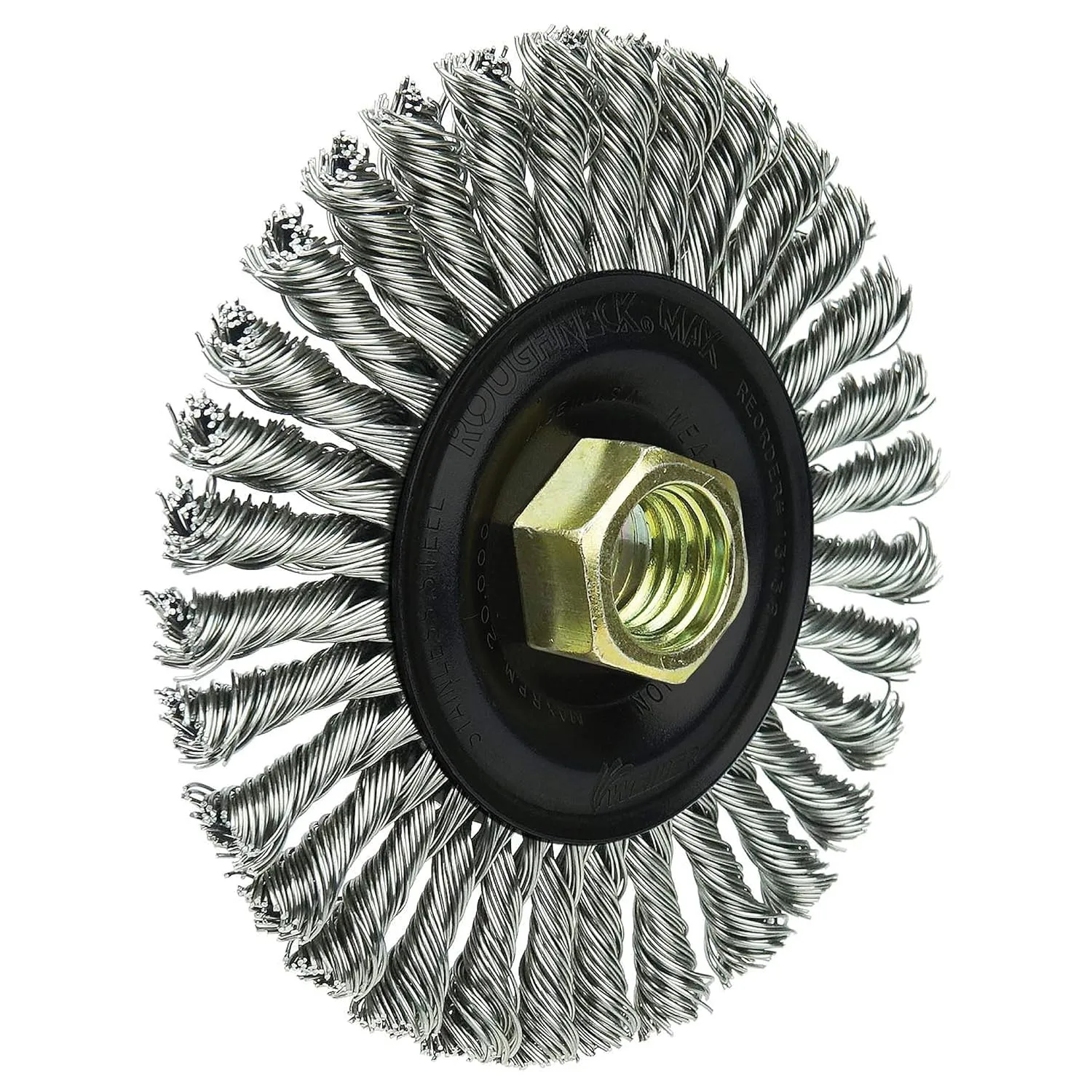 Weiler 13138 ROUGHNECK MAX 4" Stringer Bead Wheel, 0.020" Stainless Steel Fill, 5/8"-11 UNC Nut
