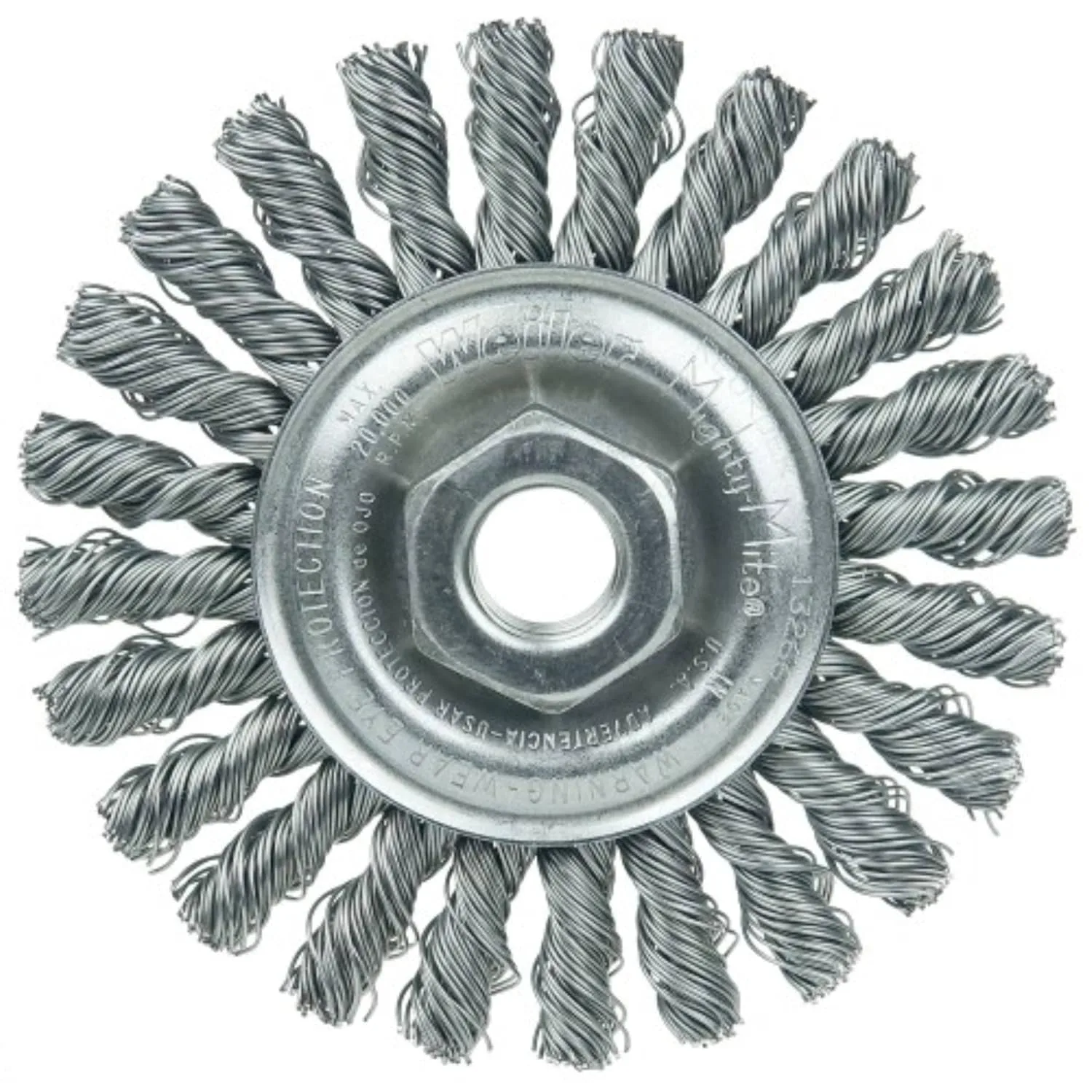 Weiler 13266 Cable Twist Knot Wire Wheel 4", .020" Steel Fill, 5/8"-11 Unc Nut, Made in the USA Pack of 1