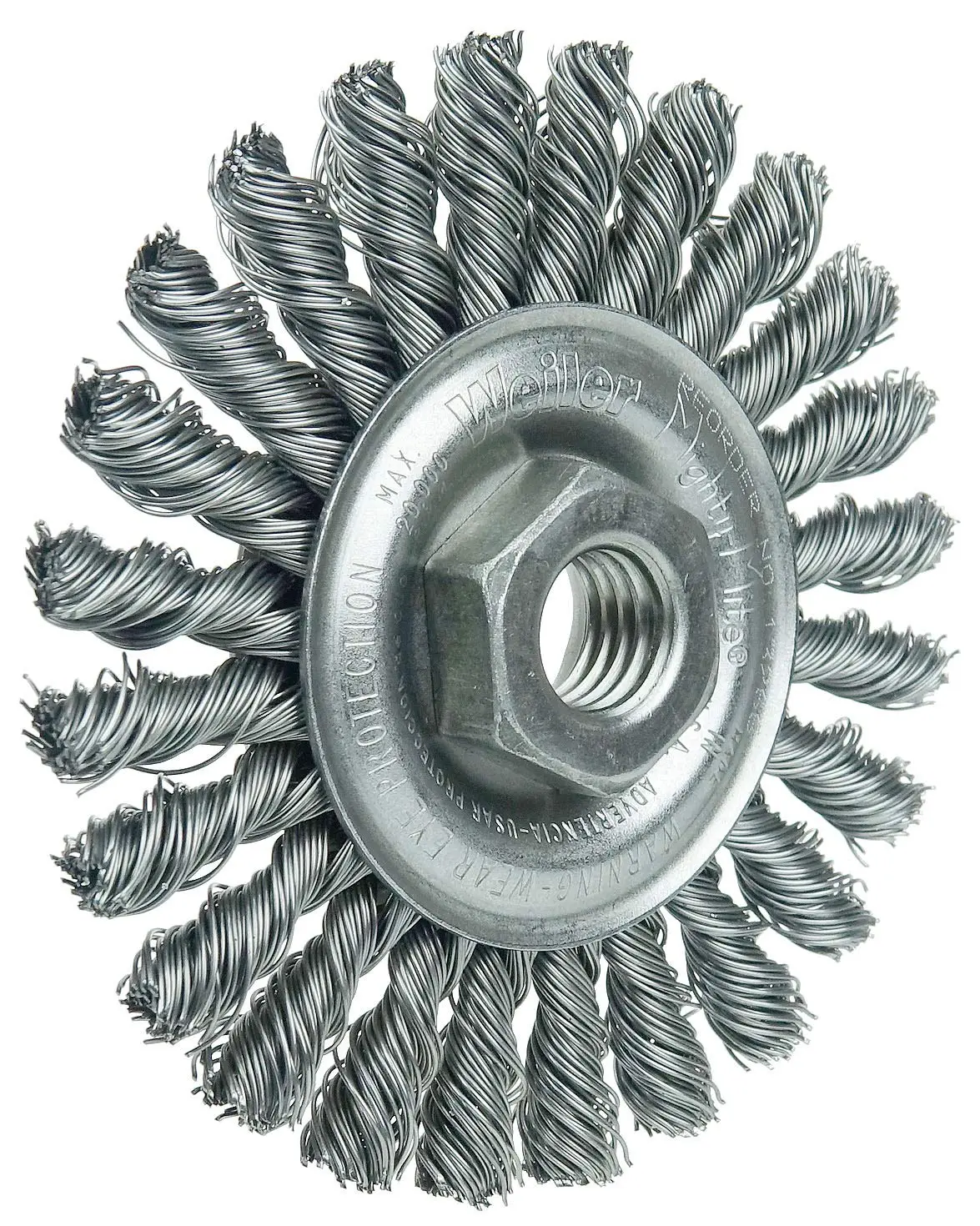 Weiler 13266 Cable Twist Knot Wire Wheel 4", .020" Steel Fill, 5/8"-11 Unc Nut, Made in the USA Pack of 1