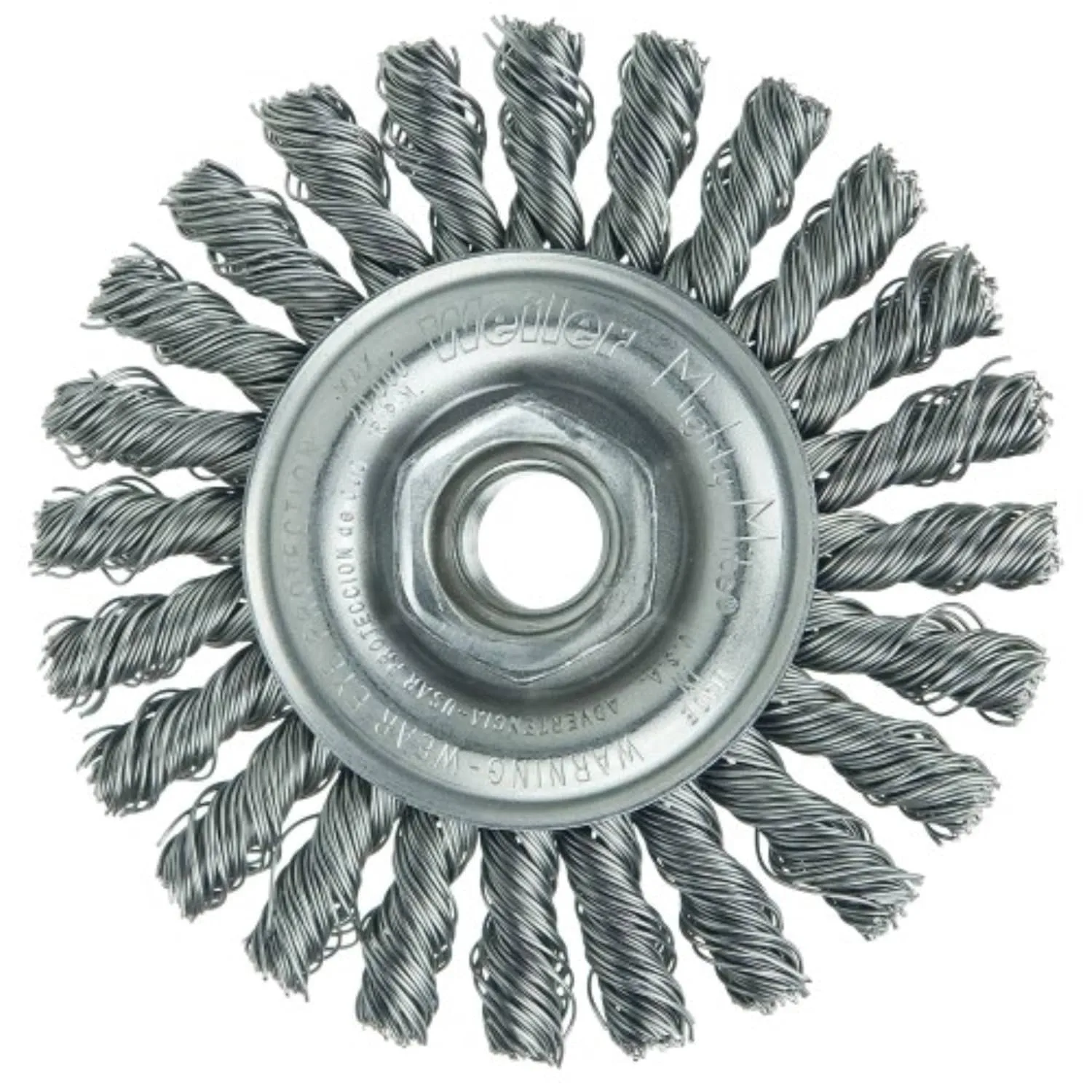 Weiler 13266 Cable Twist Knot Wire Wheel 4", .020" Steel Fill, 5/8"-11 Unc Nut, Made in the USA Pack of 1