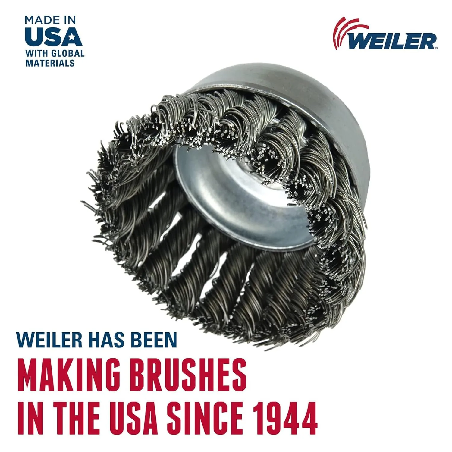 WEILER 2-3/4" Wire Cup Brush, Single-Row Knot, M10 x 1.50
