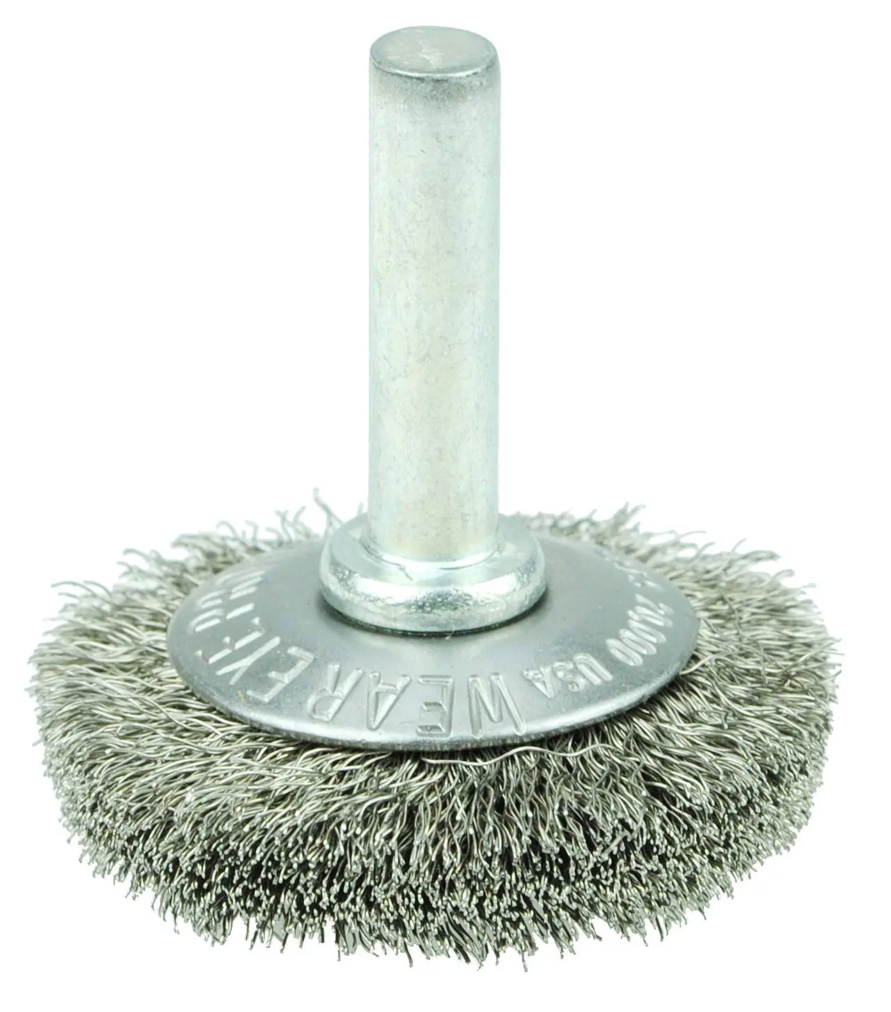 WEILER 1-1/2" Stem-Mounted Concave Crimped Wire Wheel 1/4" Stem