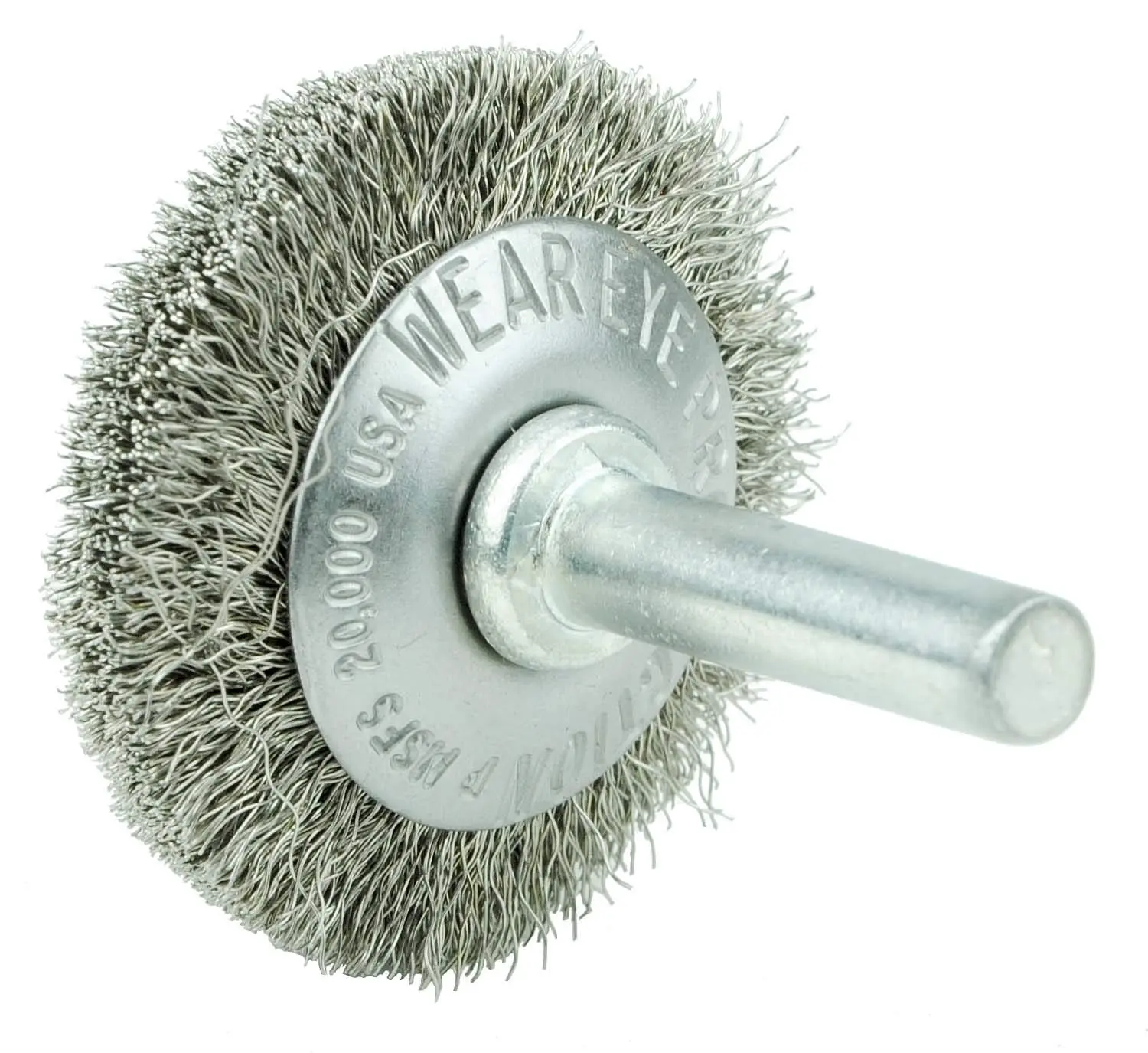 WEILER 1-1/2" Stem-Mounted Concave Crimped Wire Wheel 1/4" Stem