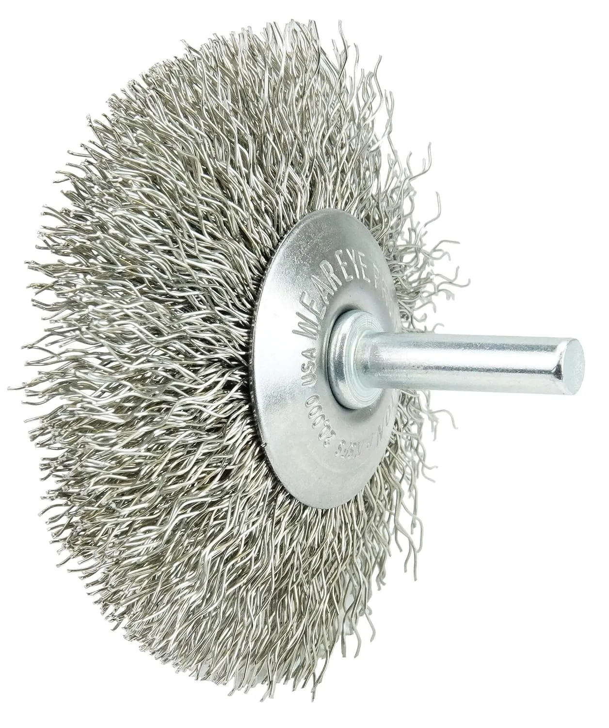 Weiler 3" Stem-Mounted Concave Crimped Wire Wheel, .014" Wire, 1/4" Stem (Pack of 10)
