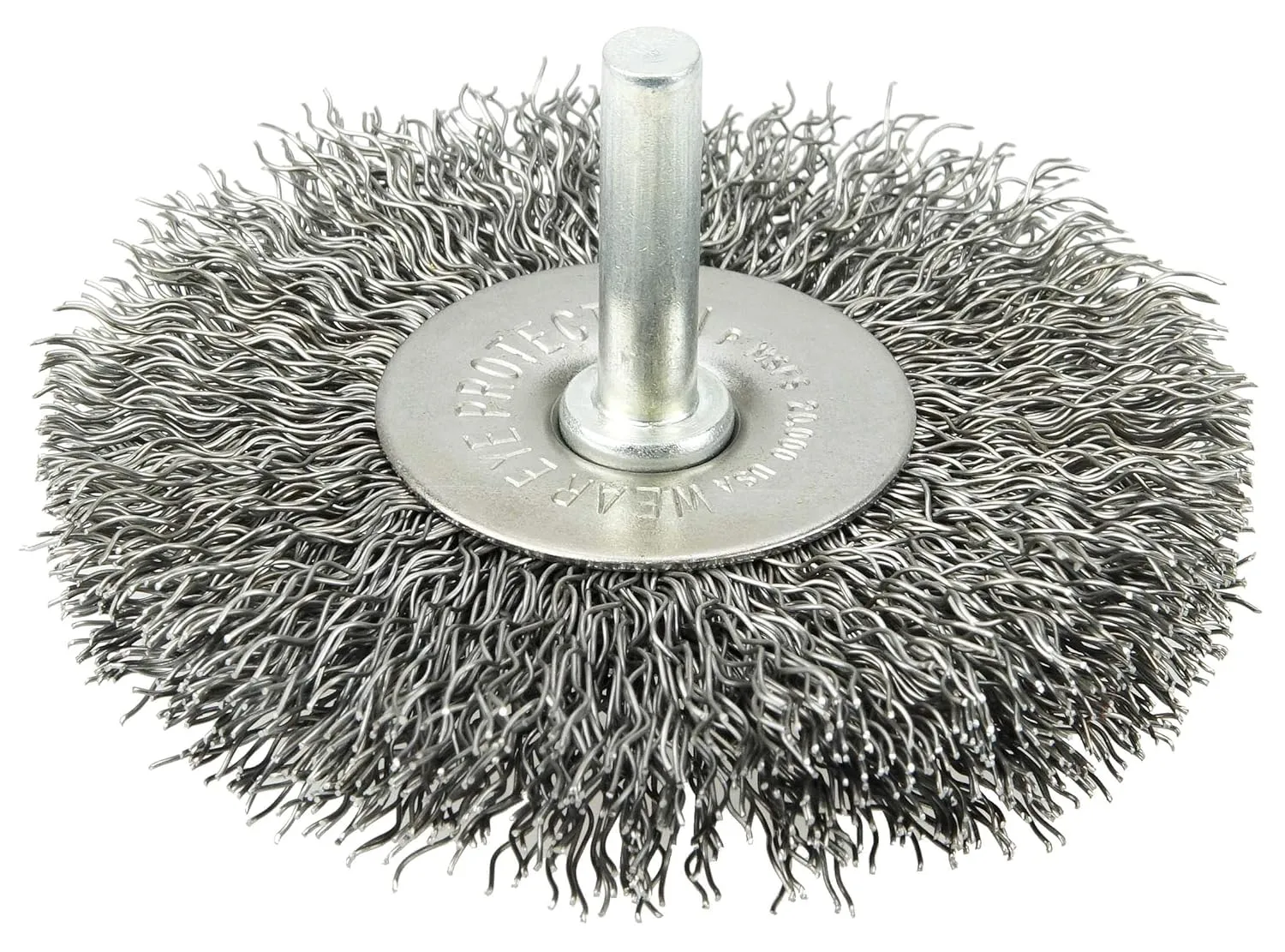 Weiler 17966 3" Stem-Mounted Crimped Wire Radial Wheel, .014" Steel Fill, 1/4" Stem, Made in the USA Steel 0.014 Wire Size