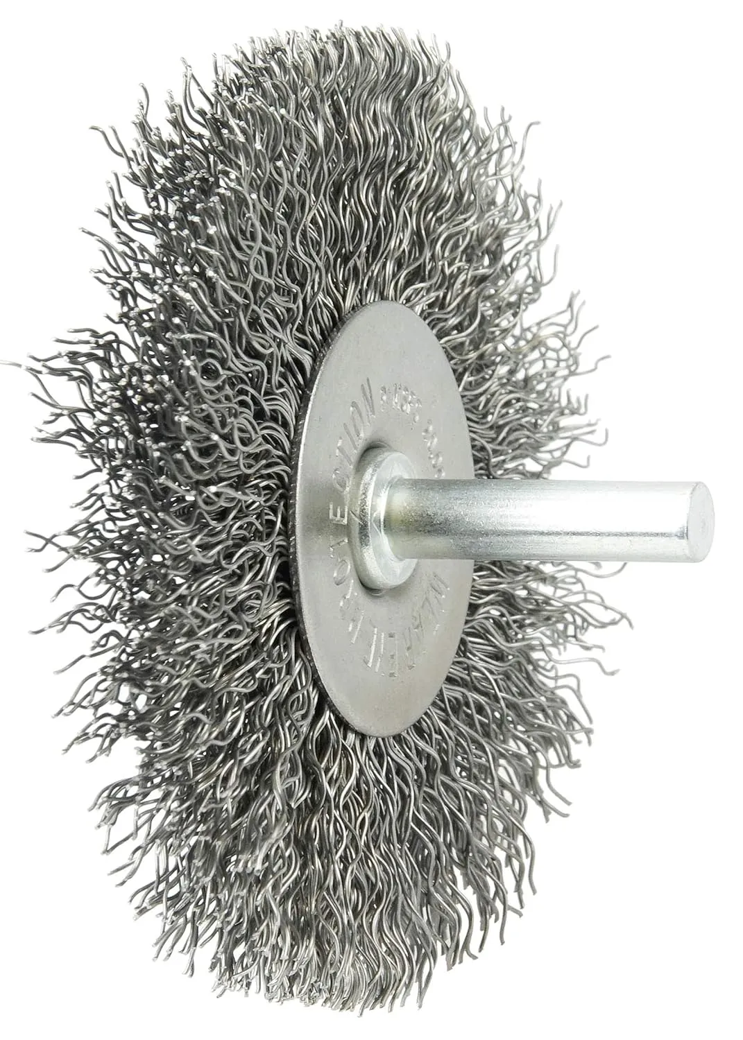Weiler 17966 3" Stem-Mounted Crimped Wire Radial Wheel, .014" Steel Fill, 1/4" Stem, Made in the USA Steel 0.014 Wire Size