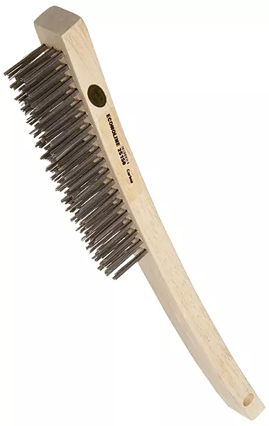Weiler 25150 Vortec Pro Hand Wire Scratch Brush, .012 Carbon Steel Fill, Curved Handle, 3 x 19 Rows 3 x 19 Rows Pack of 1