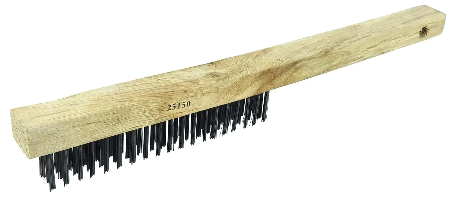Weiler 25150 Vortec Pro Hand Wire Scratch Brush, .012 Carbon Steel Fill, Curved Handle, 3 x 19 Rows 3 x 19 Rows Pack of 1