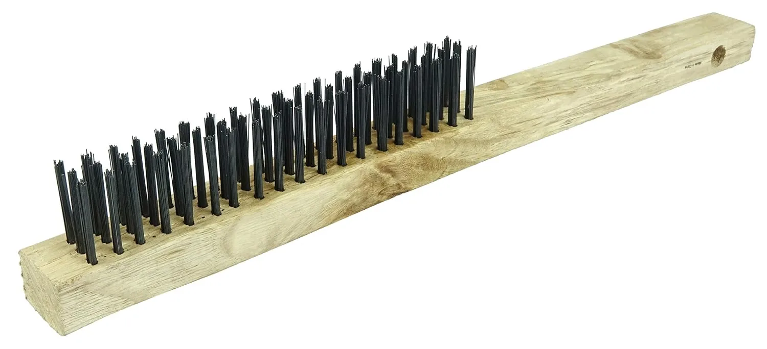 Weiler 25150 Vortec Pro Hand Wire Scratch Brush, .012 Carbon Steel Fill, Curved Handle, 3 x 19 Rows 3 x 19 Rows Pack of 1