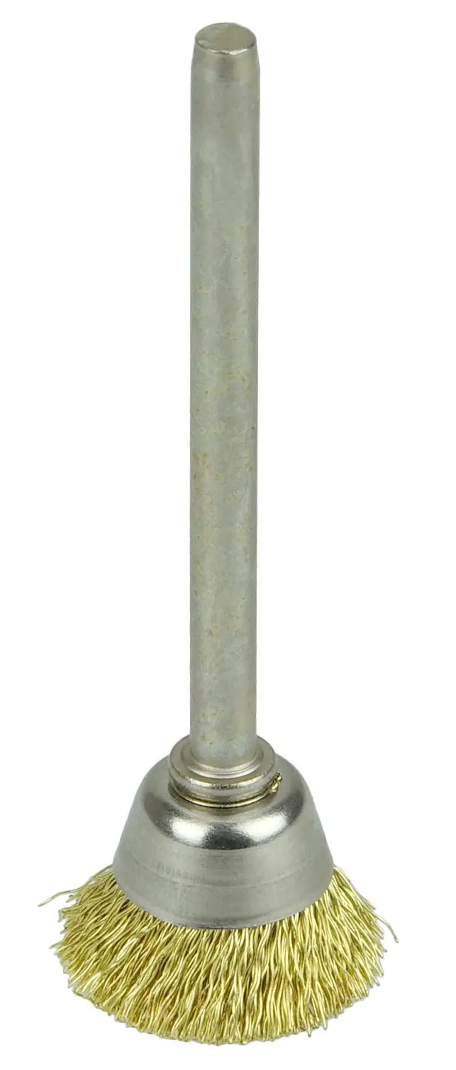 Weiler 26075 5/8" Miniature Cup Brush, .005" Brass Fill, 1/8" Stem, Made in the USA Pack of 1 .005 Wire Size