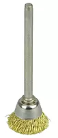 Weiler 26075 5/8" Miniature Cup Brush, .005" Brass Fill, 1/8" Stem, Made in the USA Pack of 1 .005 Wire Size
